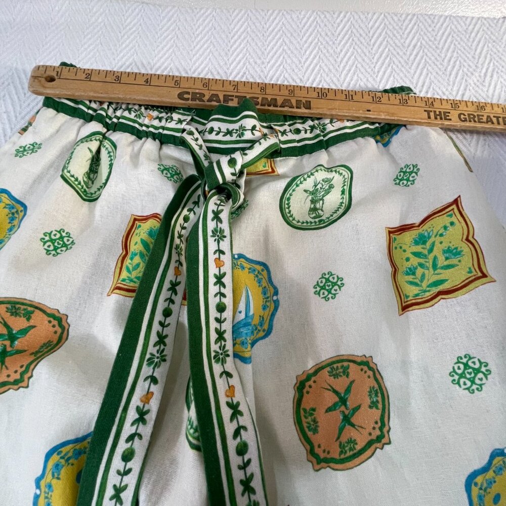 Maison d’Amelie Linen Blend Wide Leg Pants Print Pockets Medium - Picture 5 of 11